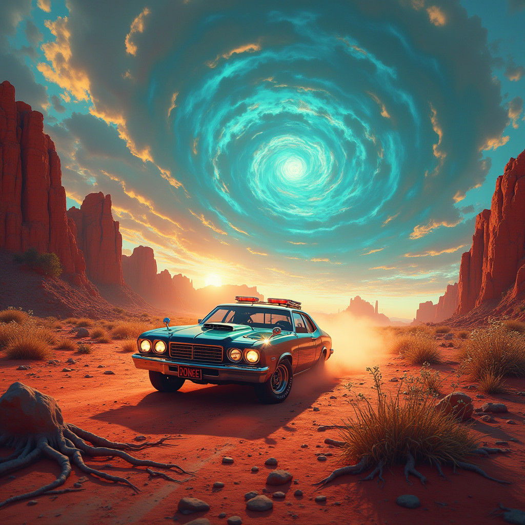 Outback Car in Australian Landscape: Matte Painting