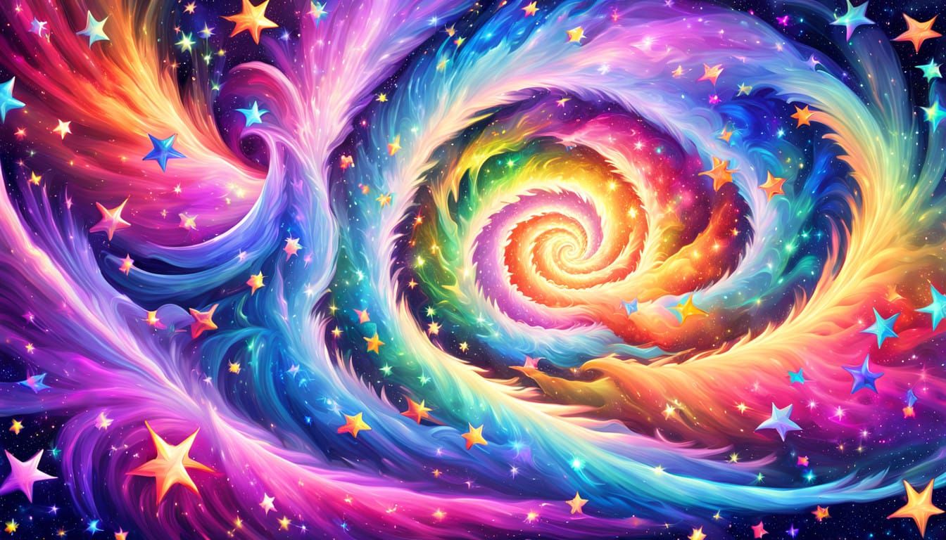 Vibrant Celestial Swirls in Iridescent Hues