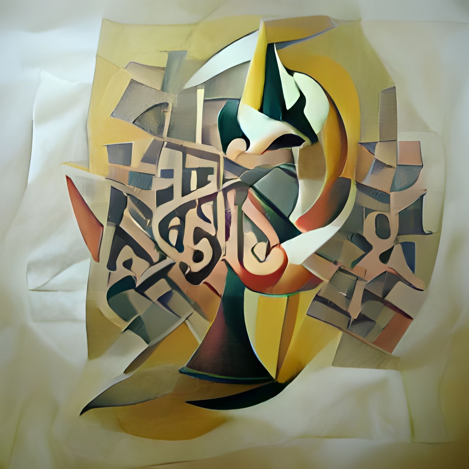 Abstract Cubist Arabic Calligraphy Artwork