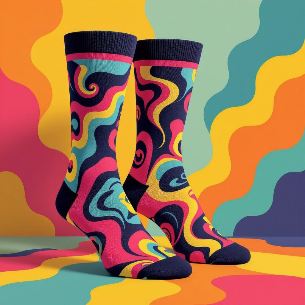 Neon Socks with Abstract 80s Style Shapes