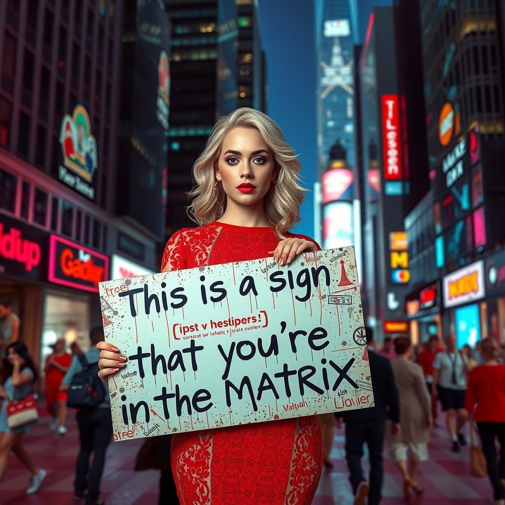 Confident Neo-Age Woman Asserts Rebellion in Futuristic City...