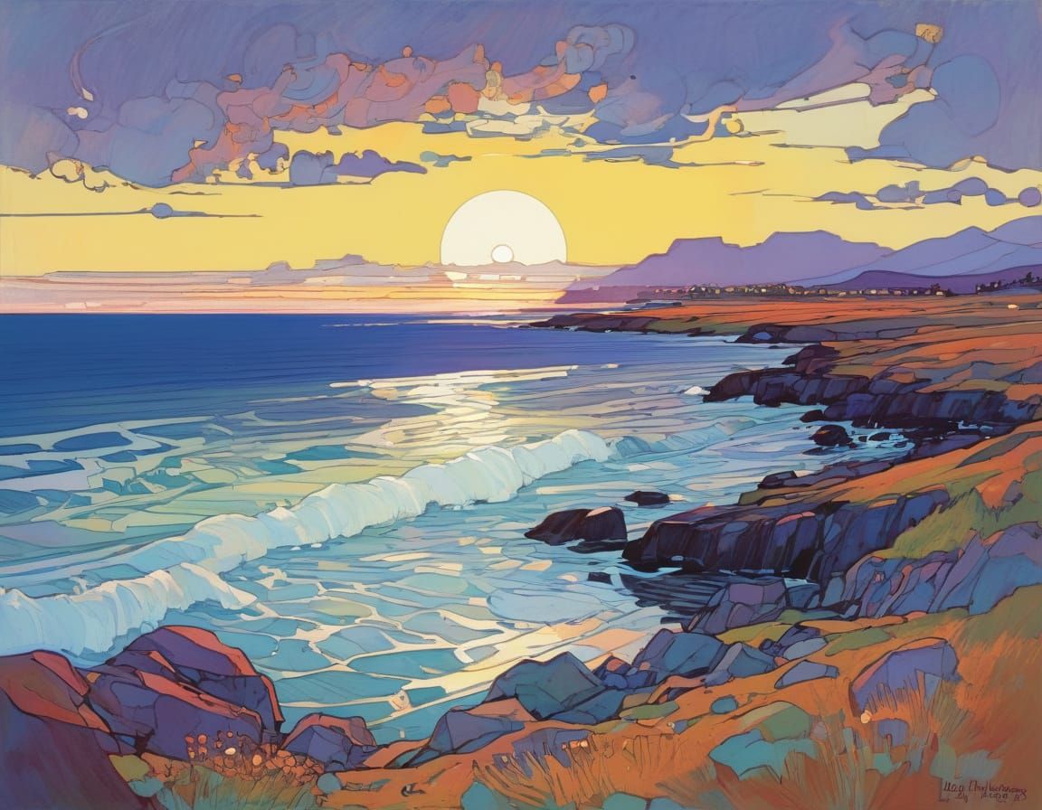 Surreal Seaside Sunset Captured in Vibrant Colors