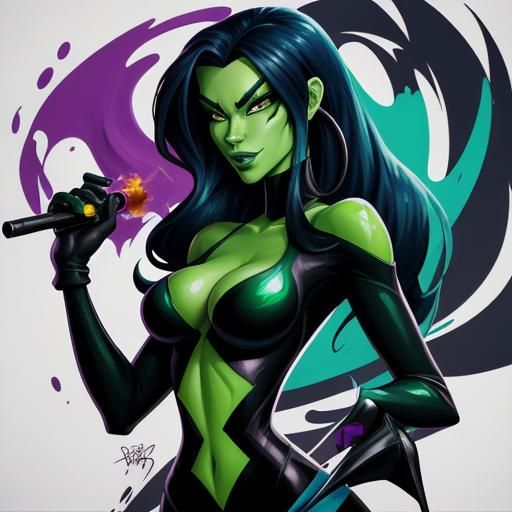Shego Dragon Girl in Graffiti Street Art