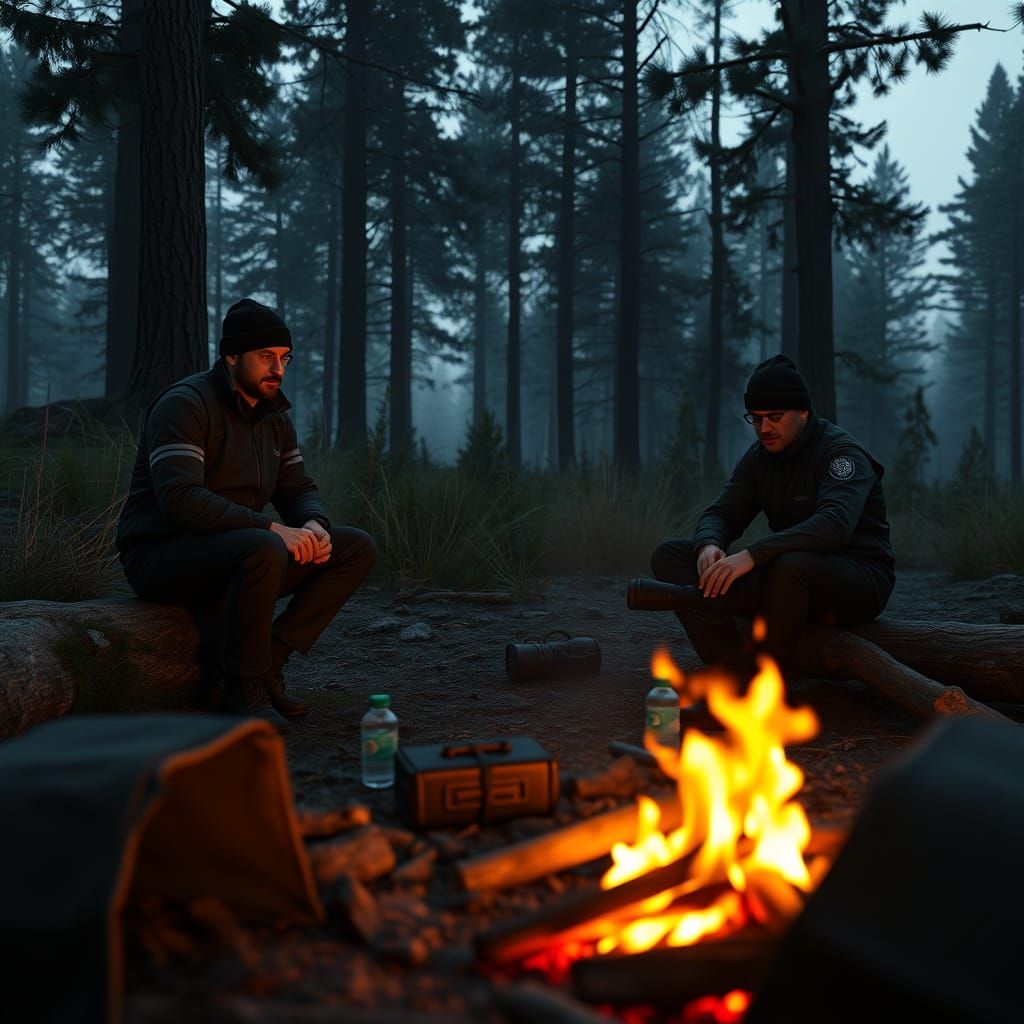 Men in Black Camping: 3D Shading Art