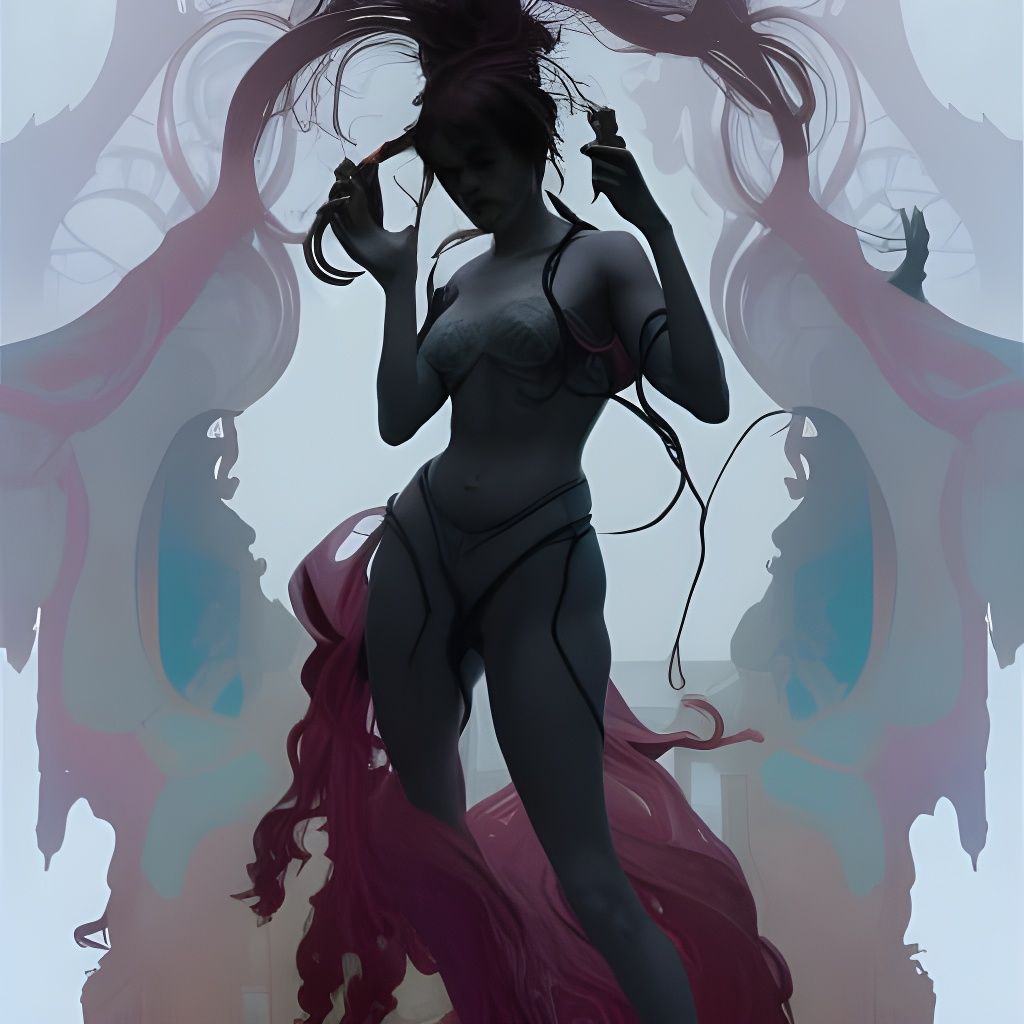 Monster Girl Concept Art in Orange and Teal