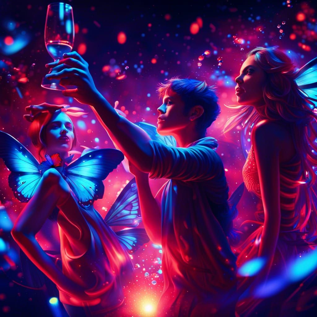 Energetic Disco Night Party Scene in Detailed Digital Art