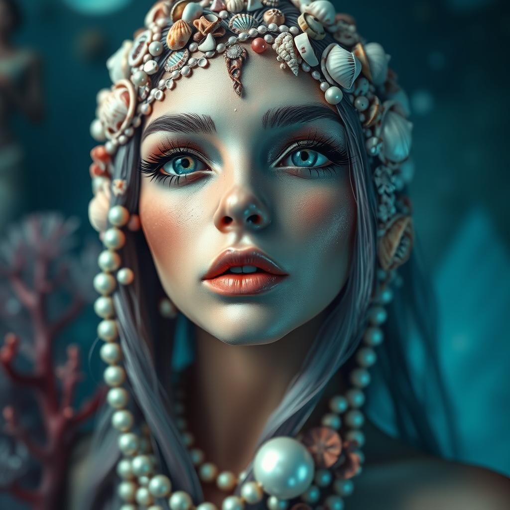 Mermaid Adorned with Pearls and Seashells