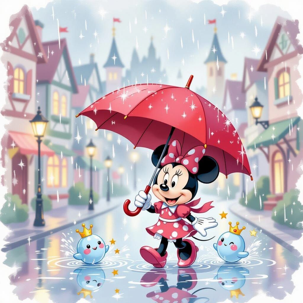 Smiling Red Umbrella in Fairytale City