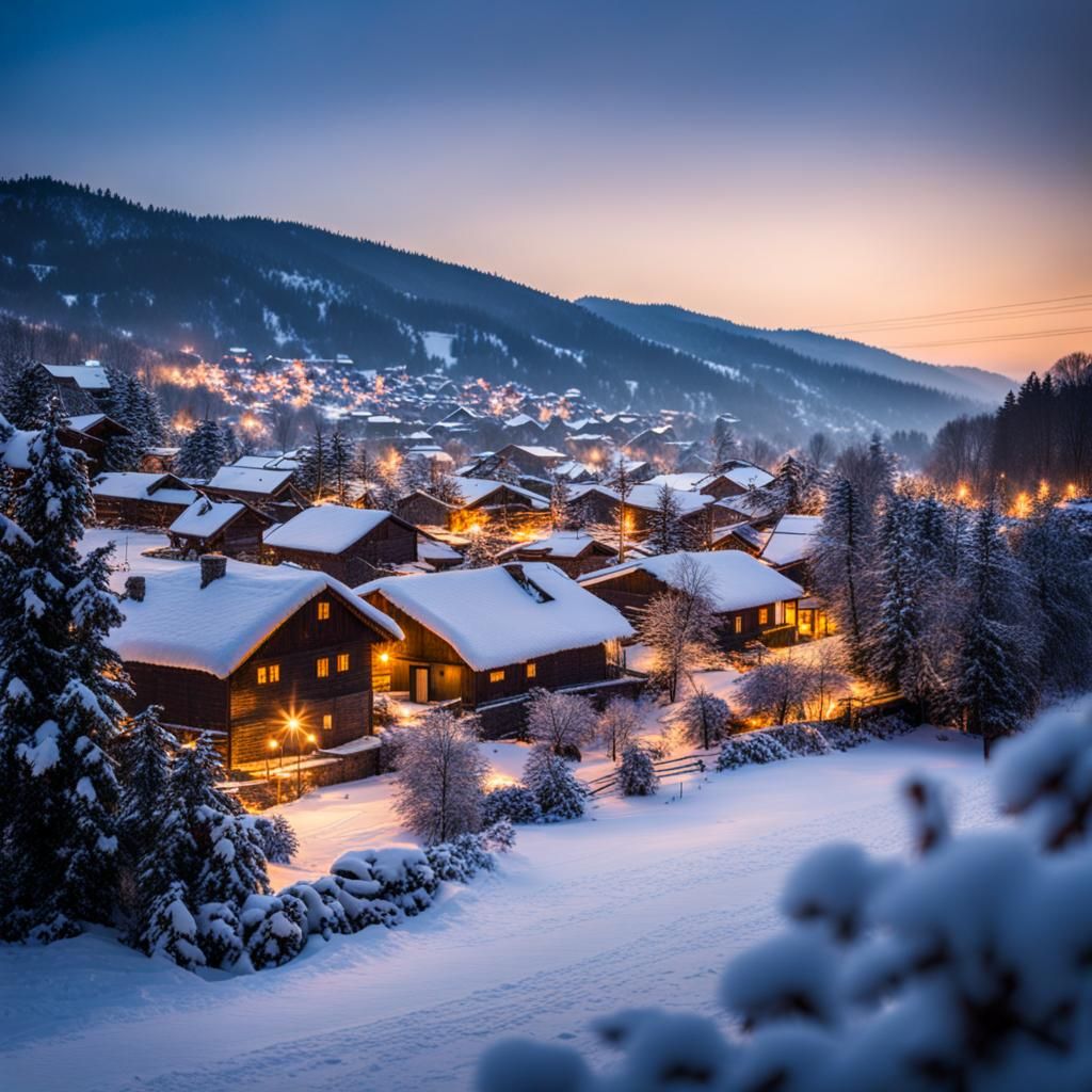 Winter Village in Natural Light: Professional Photography