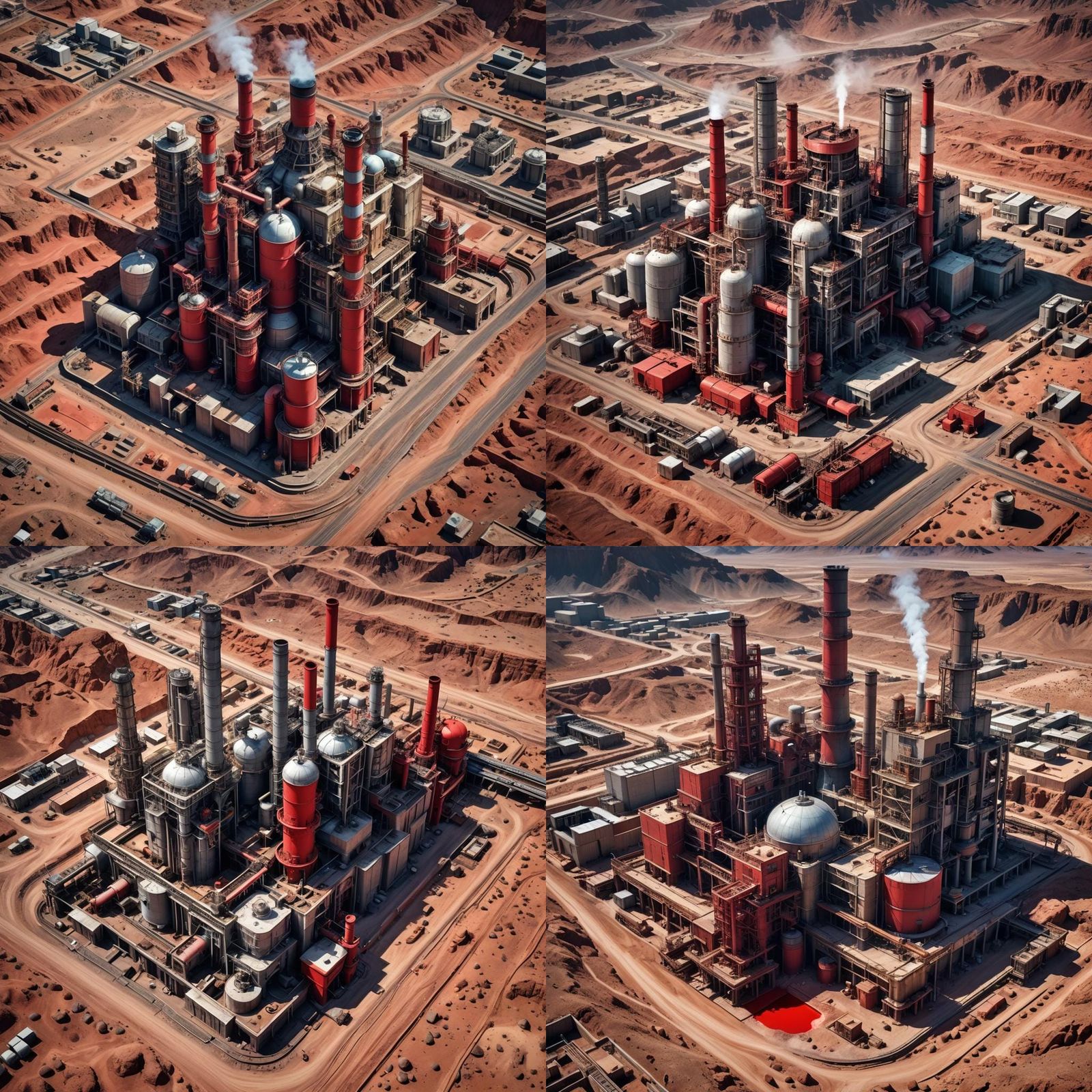 Vibrant Desert Mining City with Nuclear Reactor