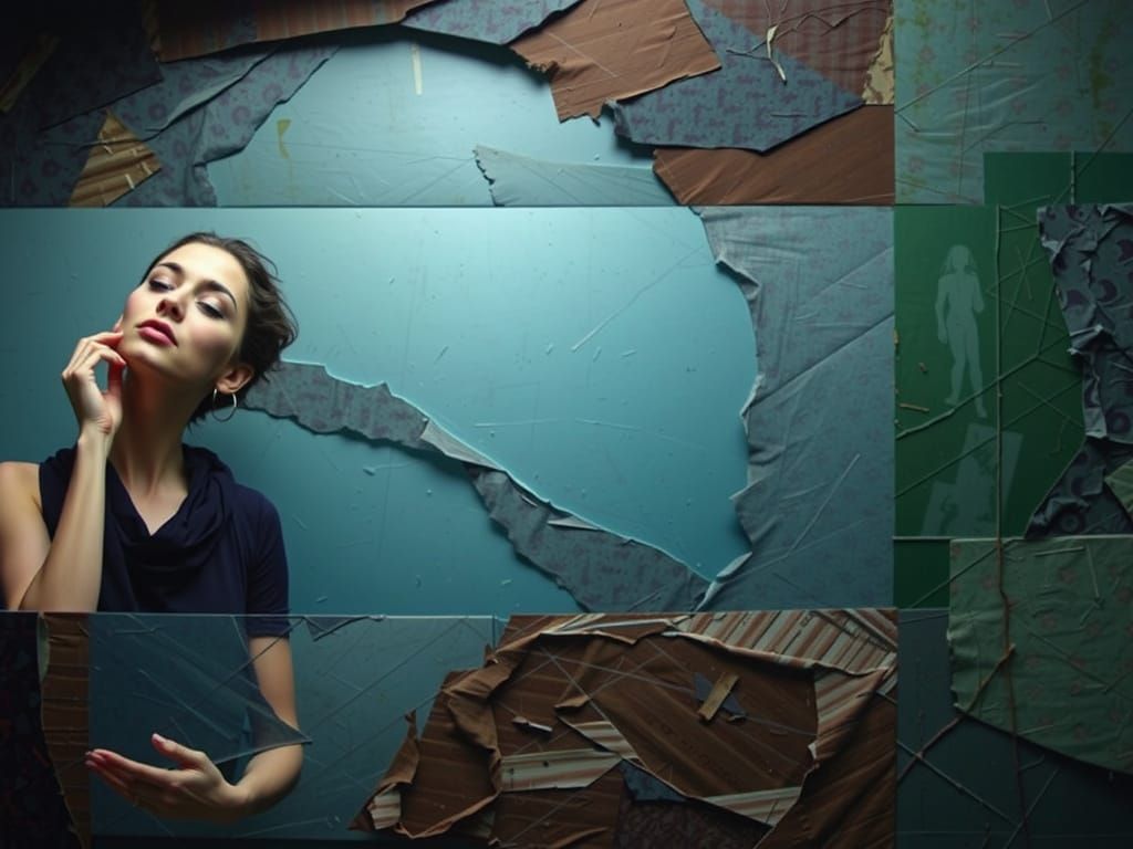 Woman in Vibrant Mixed Media Collage