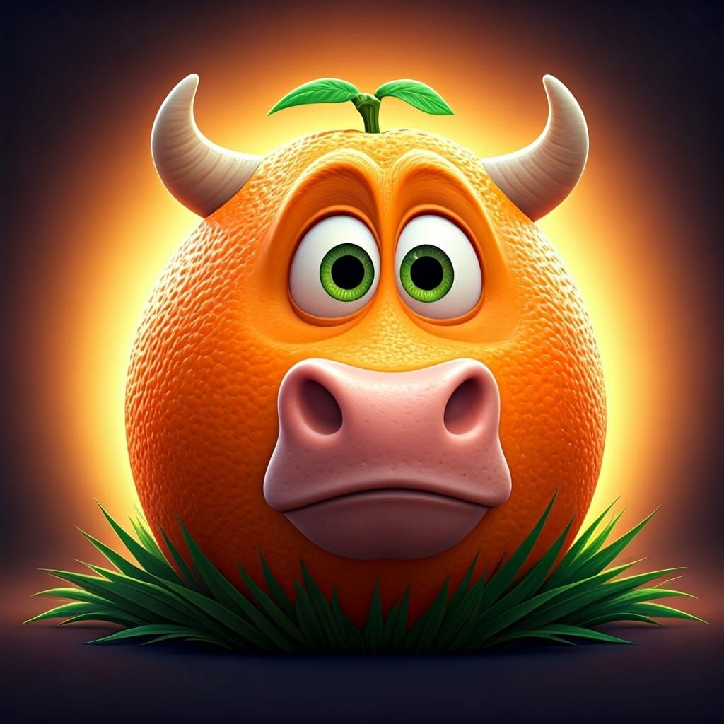 Orange Cow Hybrid in Vibrant Digital Art