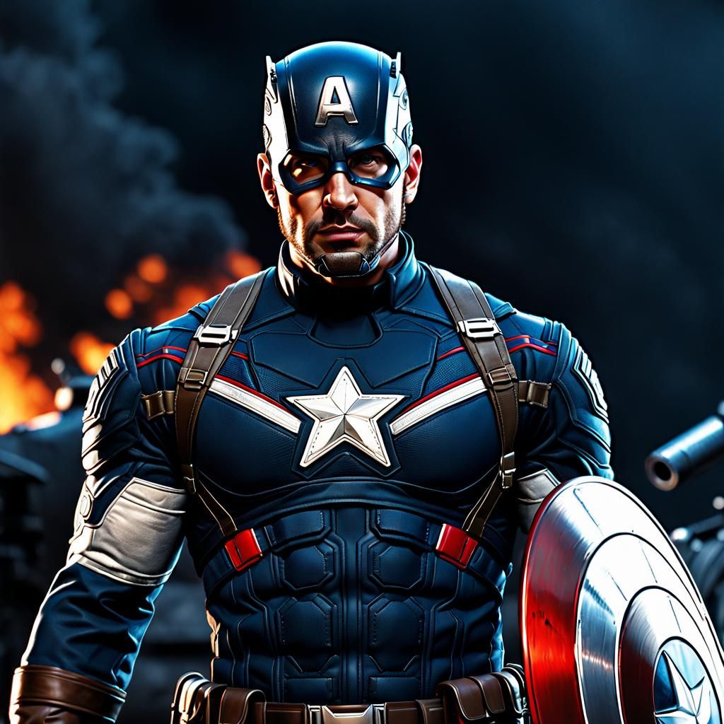 Combat Ready Captain America in Hyperrealism