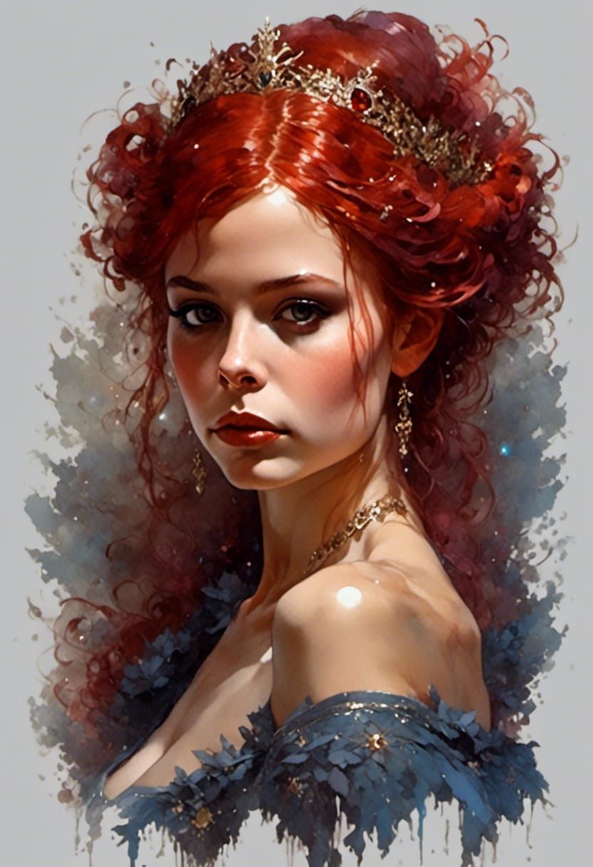 Fantasy Ballerina with Jeweled Corset in Dark Fantasy Style