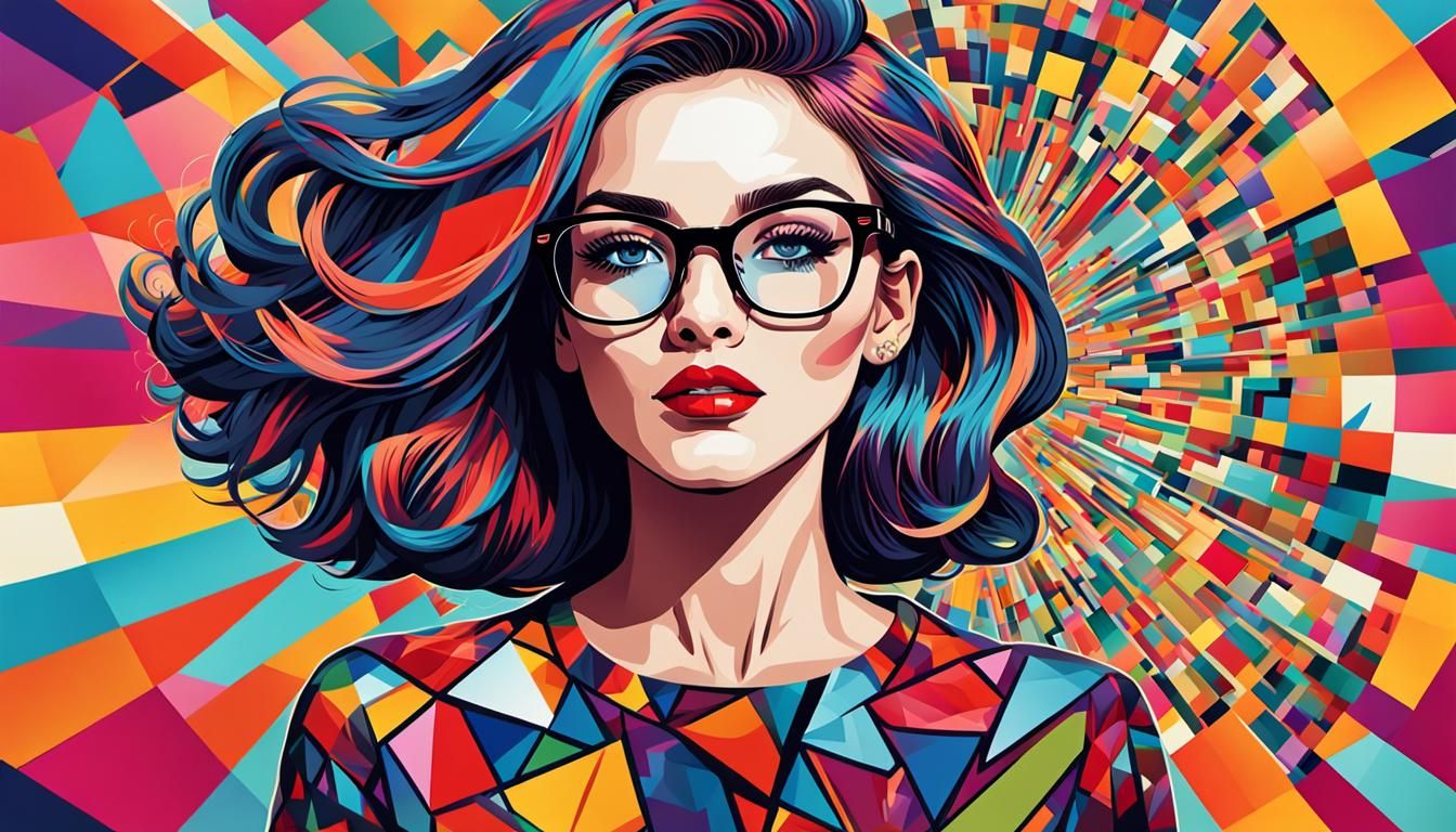 Vibrant Pop Art Portrait of a Fashionable Woman
