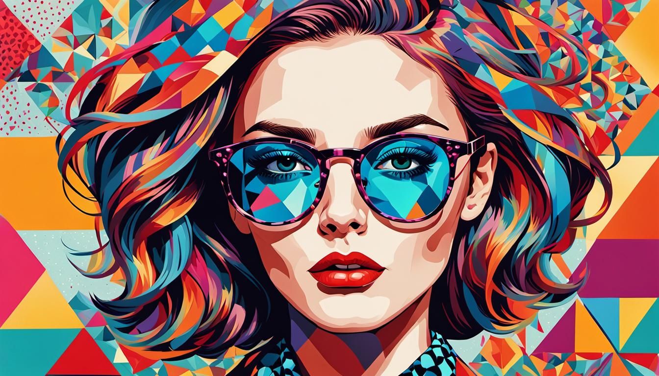 Vibrant Pop Art Woman with Geometric Patterns
