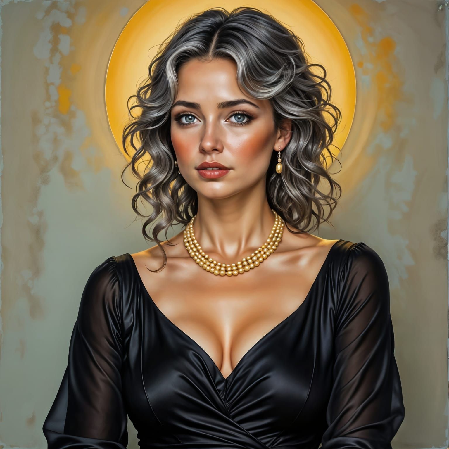 Elegant Woman in Neo-Impressionist Style Oil Painting