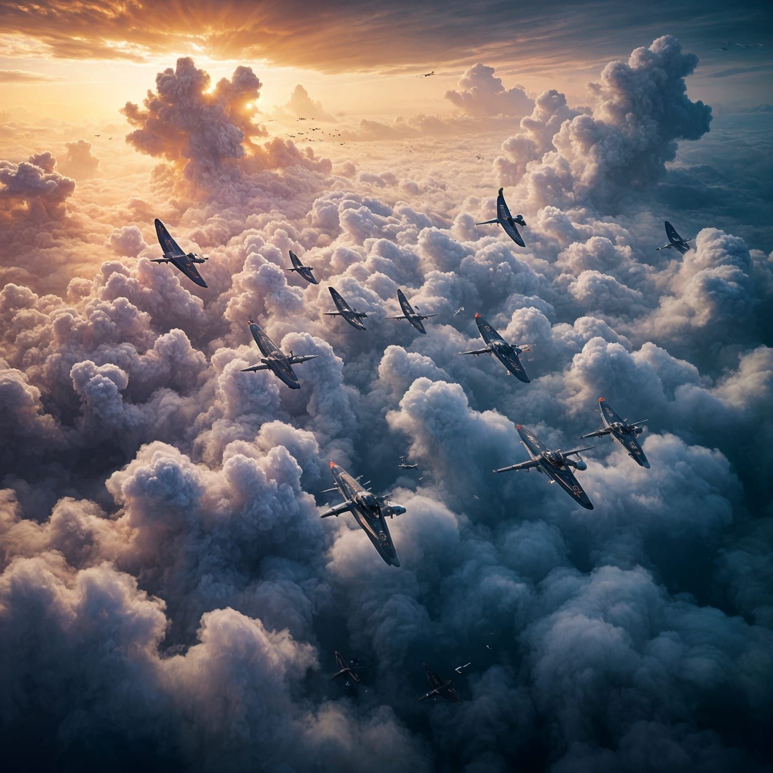 Geese Form Airplane in Detailed Digital Art