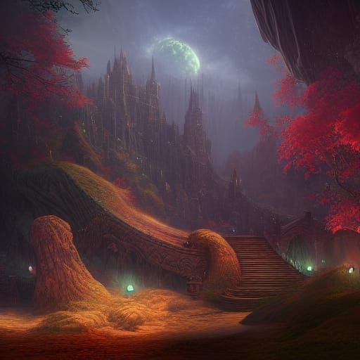 Fantastical Place in Detailed Matte Painting Style