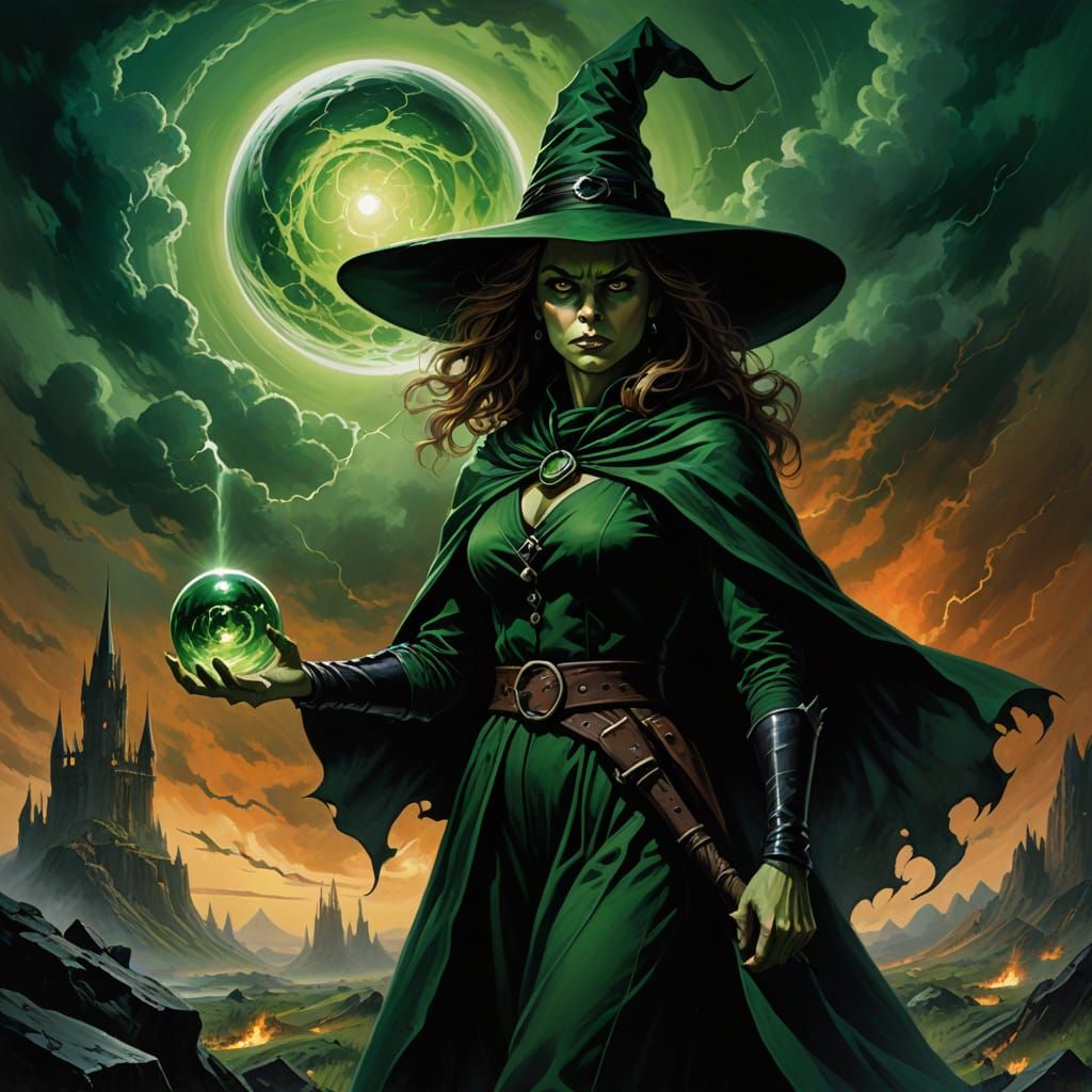 Hermione as Wicked Witch in Fantasy Art Style