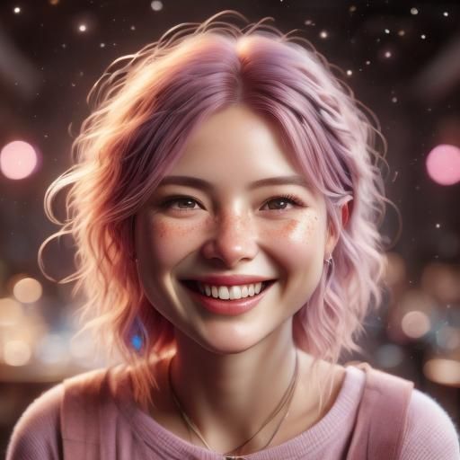 Pastel Watercolor Portrait of a Smiling Person