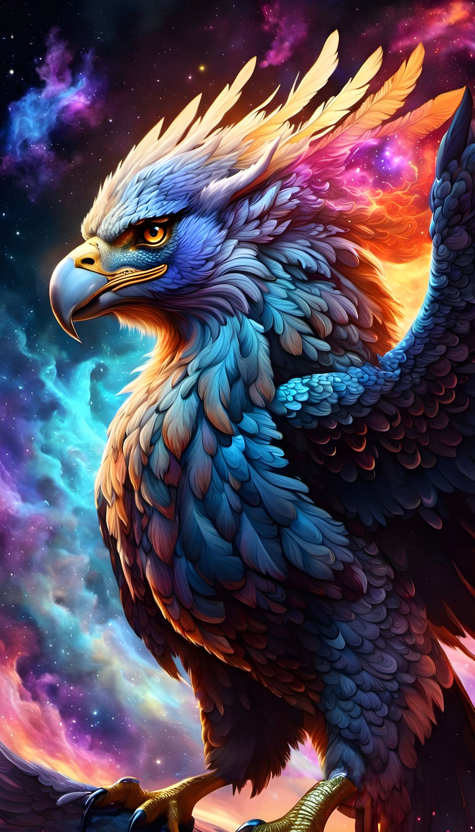 Cosmic Griffin Soaring Through a Nebula