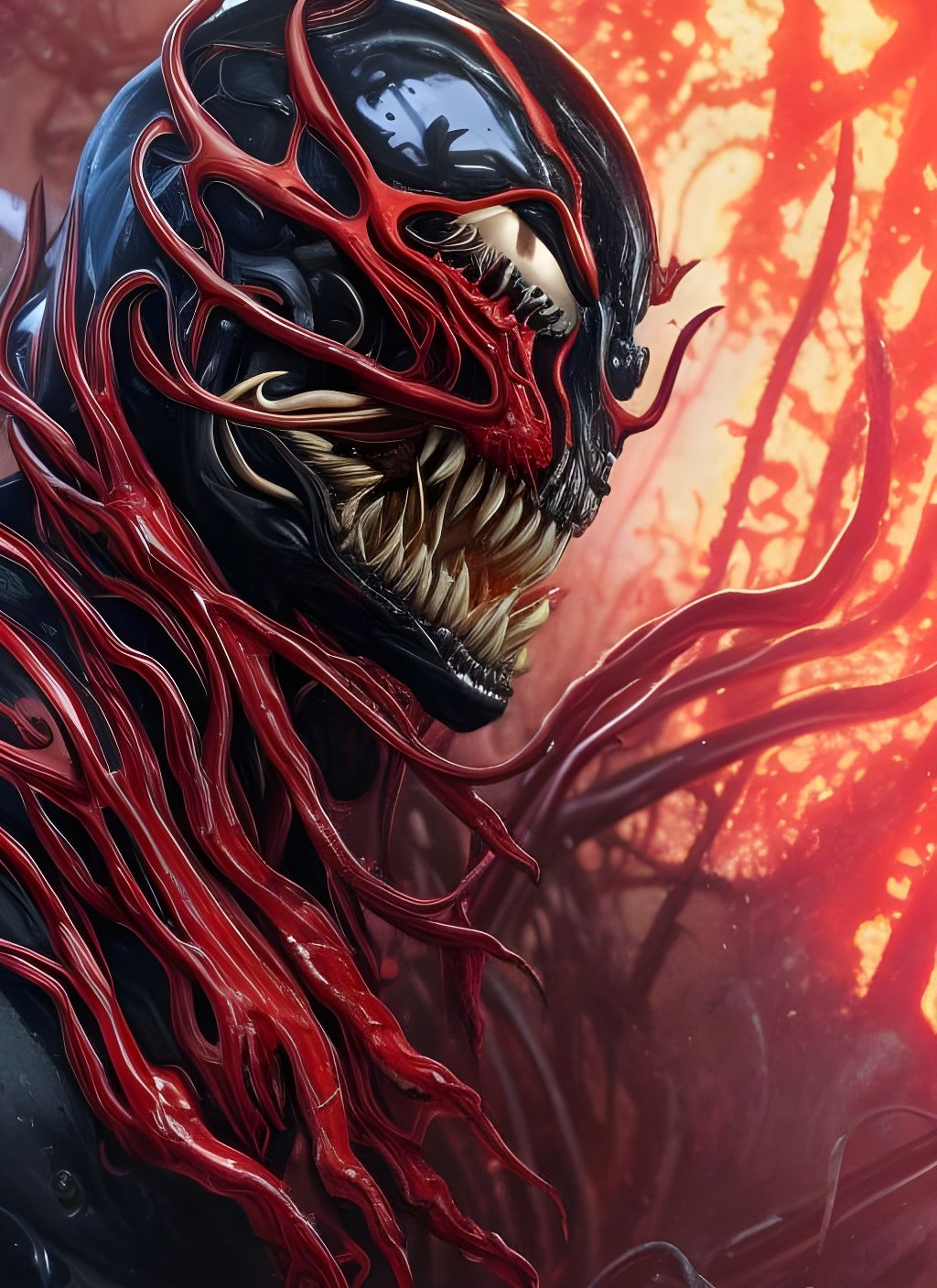 Ghost Rider Venom Carnage Portrait, Hyperdetailed Art