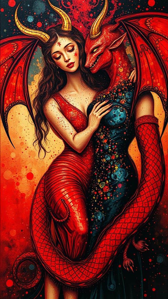 Ethereal Desire in Vibrant Oil Illustration