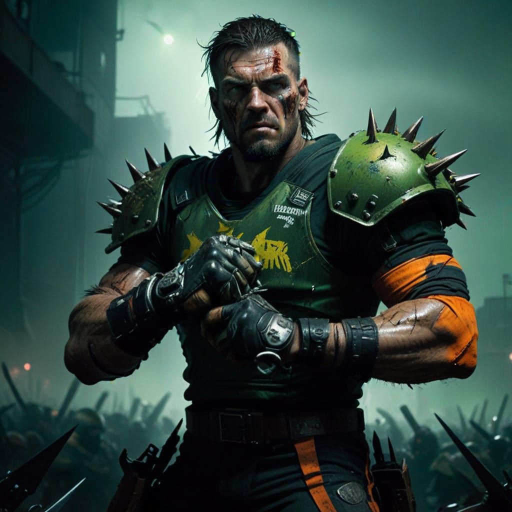 Gritty American Football Team in Toxic Armor