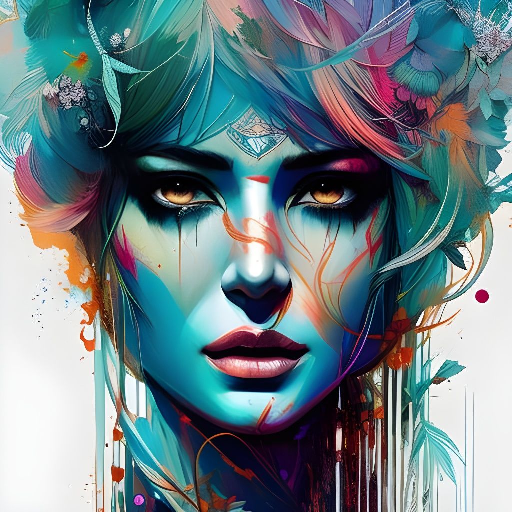 Warrior Princess in Vibrant Detailed Lineart