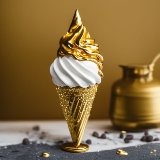 Million Dollar Gold Ice Cream Cone in 8k