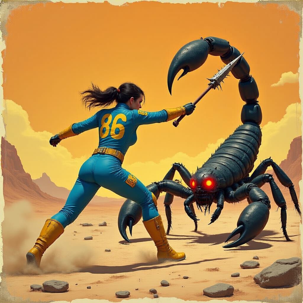 Vault Dweller vs Scorpion in Wasteland Scene