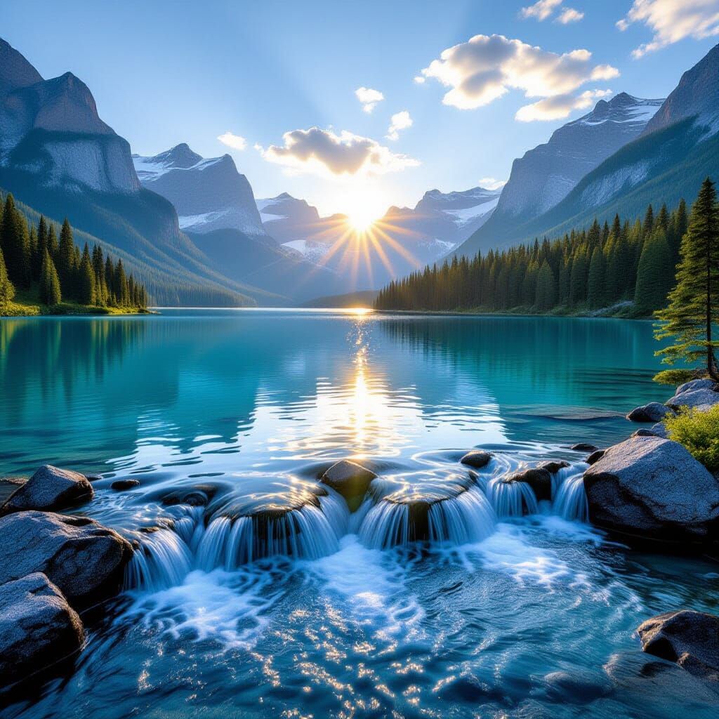 Serene Mountain Lake at Sunset