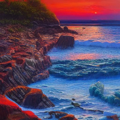 Shipwreck on Shore: Oil Painting at Dawn