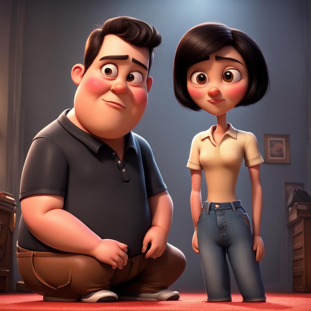 Pixar-Style 3D Render of a Chubby Couple