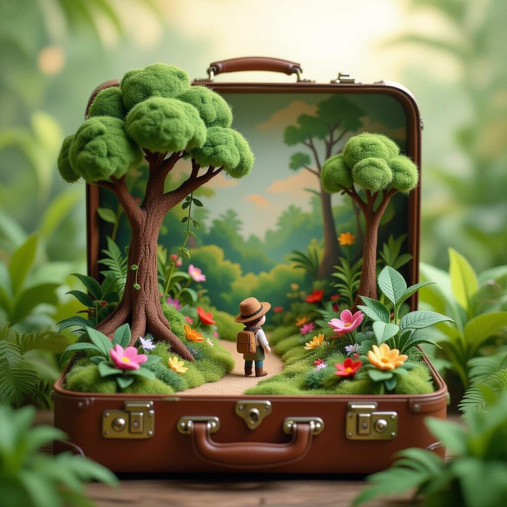 Lush Miniature Jungle in Vintage Suitcase
