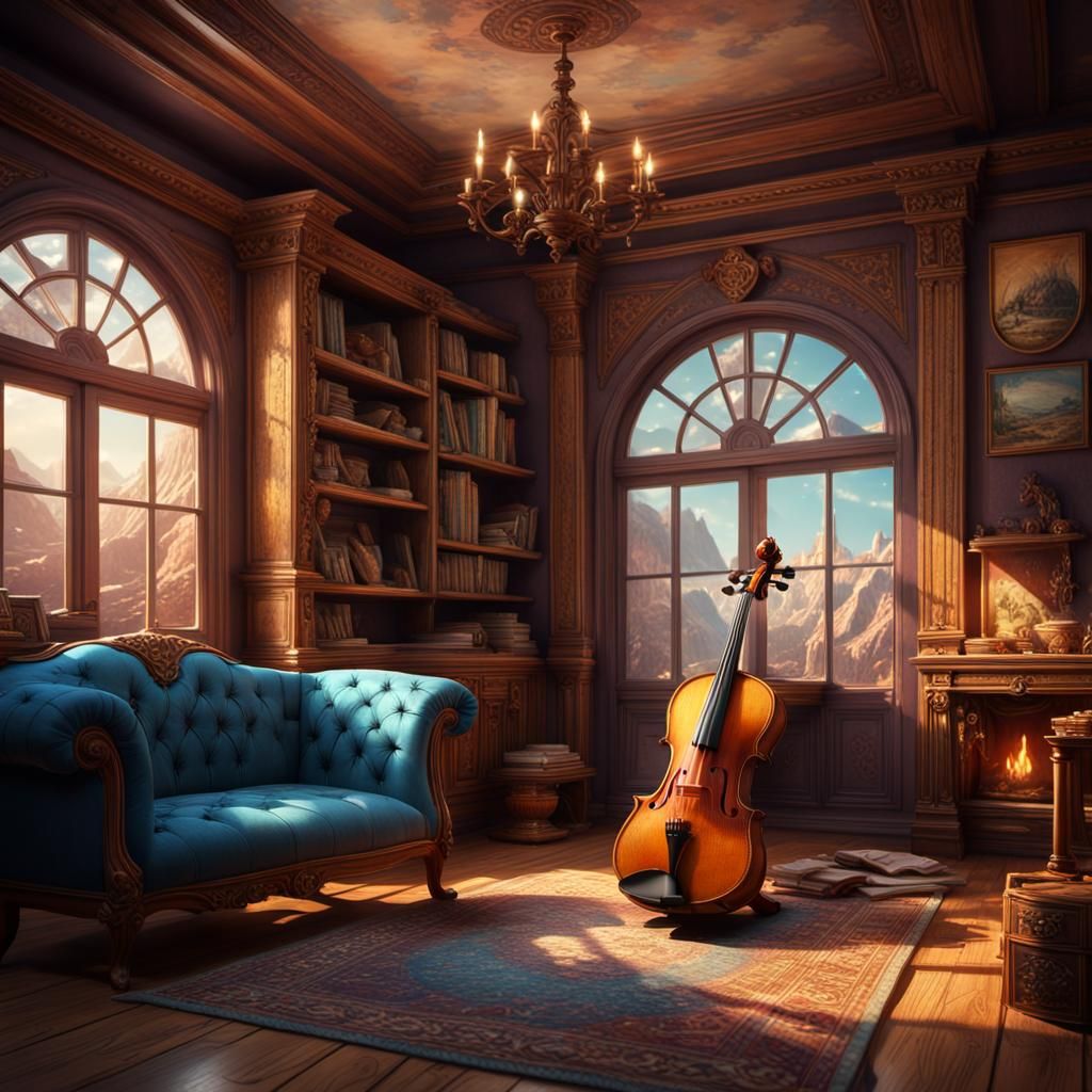 Violin Interior: Nostalgic Musical Instrument in Soft Colors