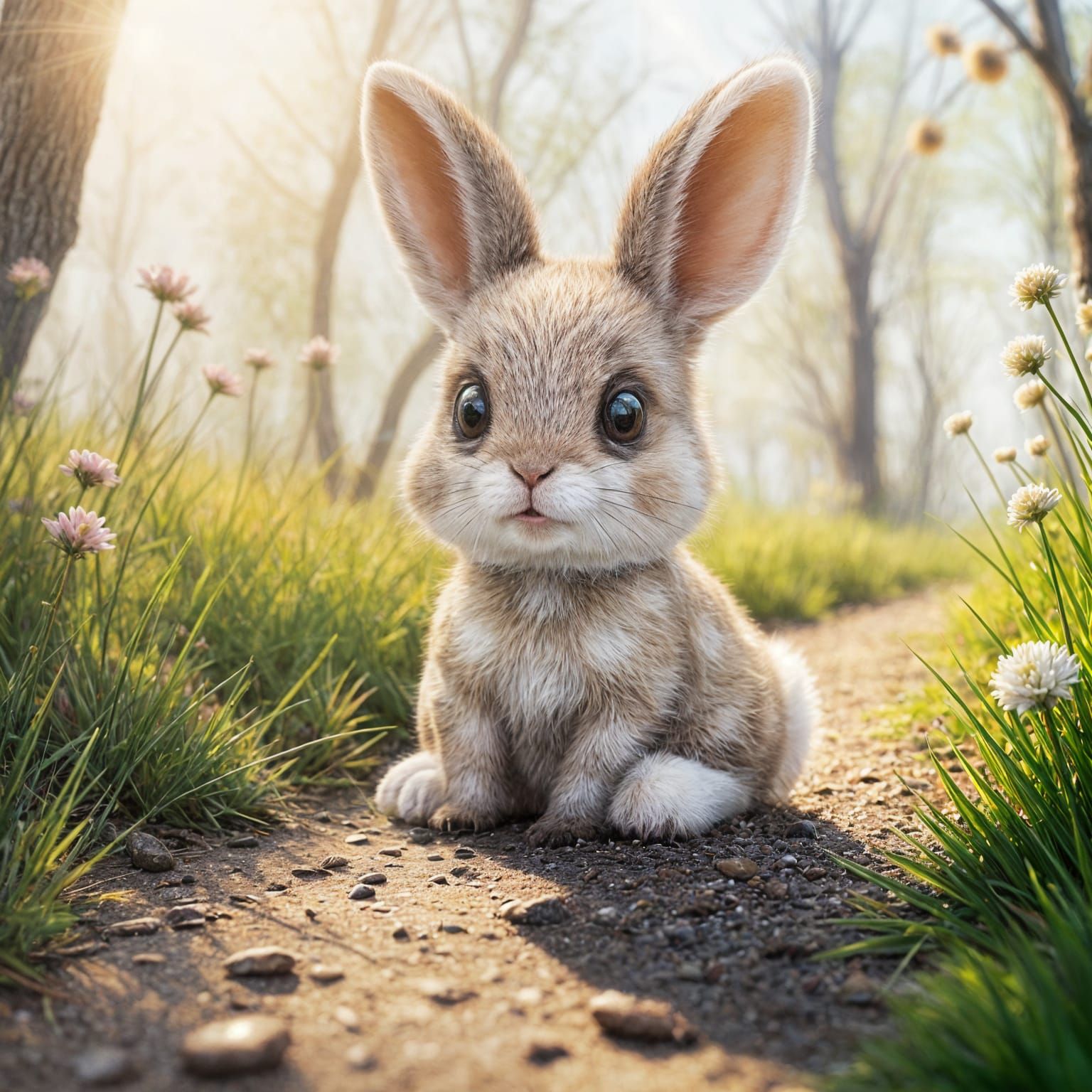 Polka Dot Rabbit in Kawaii Digital Art Style