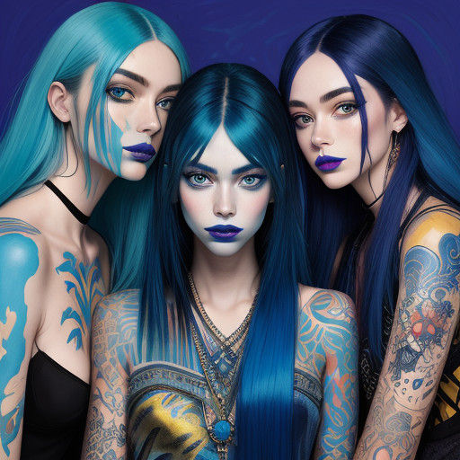 Three Ethereal Girls in Triadic Color Harmony