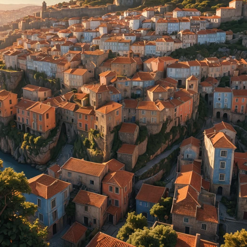Fantasy Creature Photobombs Portugal Cityscape at Sunset