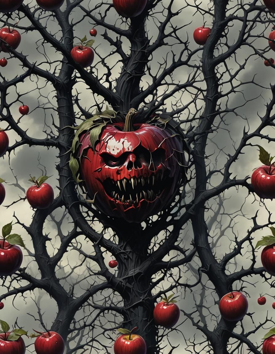 Creepy Gothic Horror: Dark Red Poison Apple