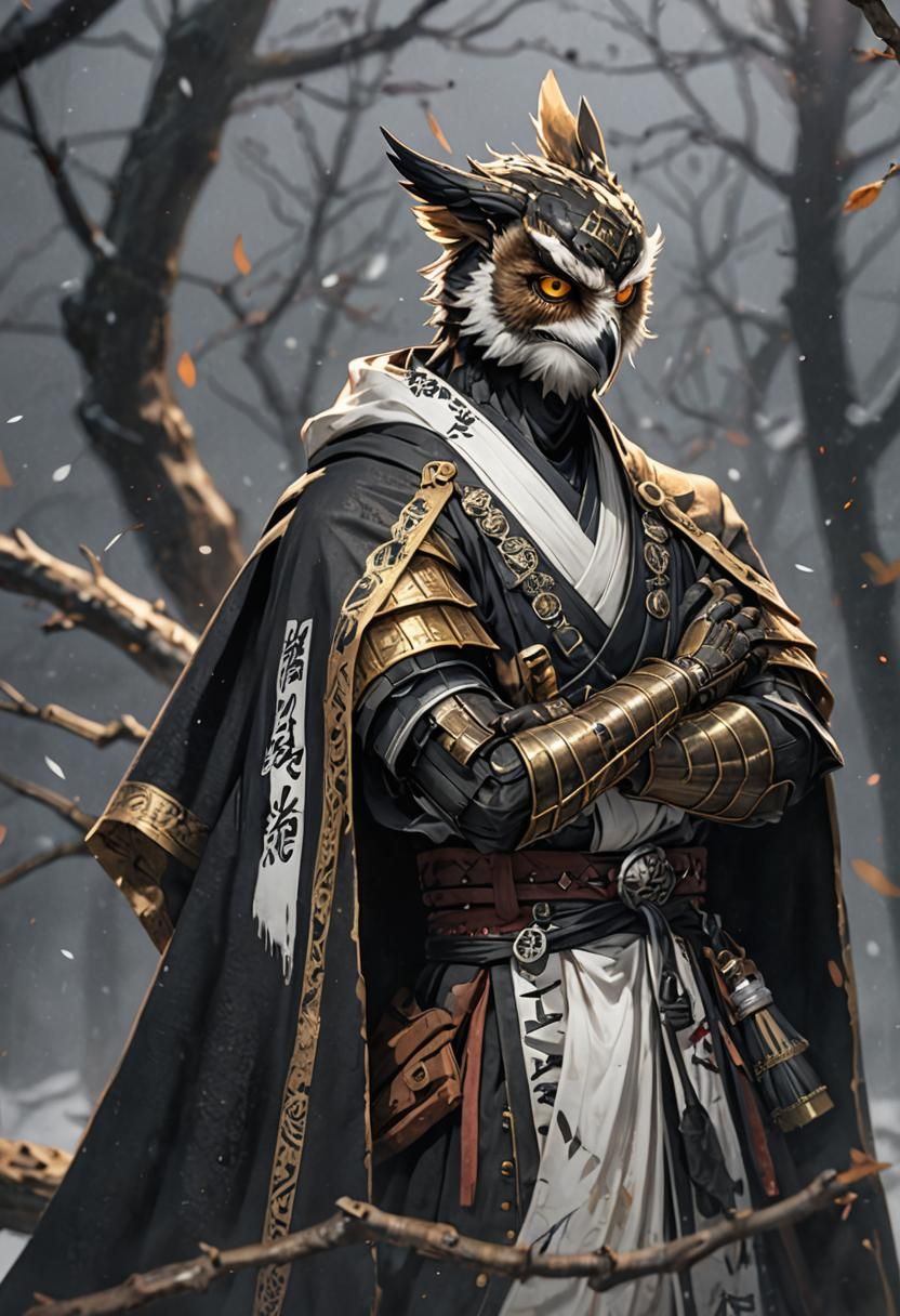 Owl Ninja Anti-Hero Portrait in Dark Fantasy Style
