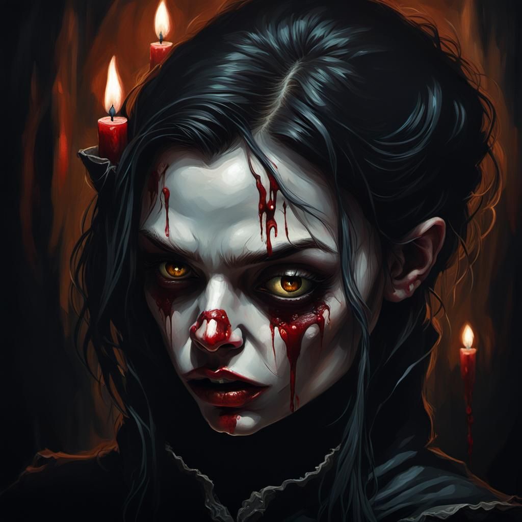 Gothic Vampiress Portrait in Dark Fantasy Style
