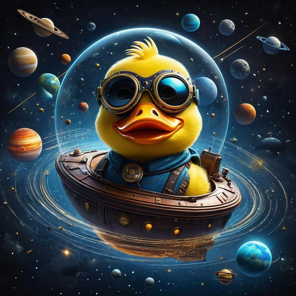 Random Objects in Space: rubber duck through outer space