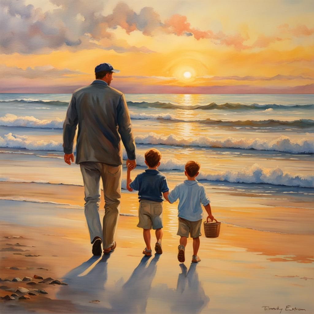 Heartfelt Father and Son Sunset Portrait