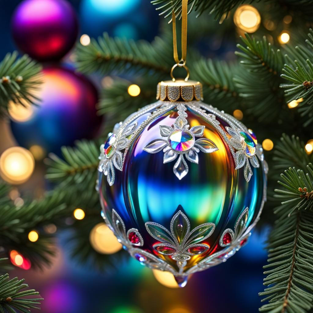 Prismatic Venetian Glass Christmas Bauble in Soft Light