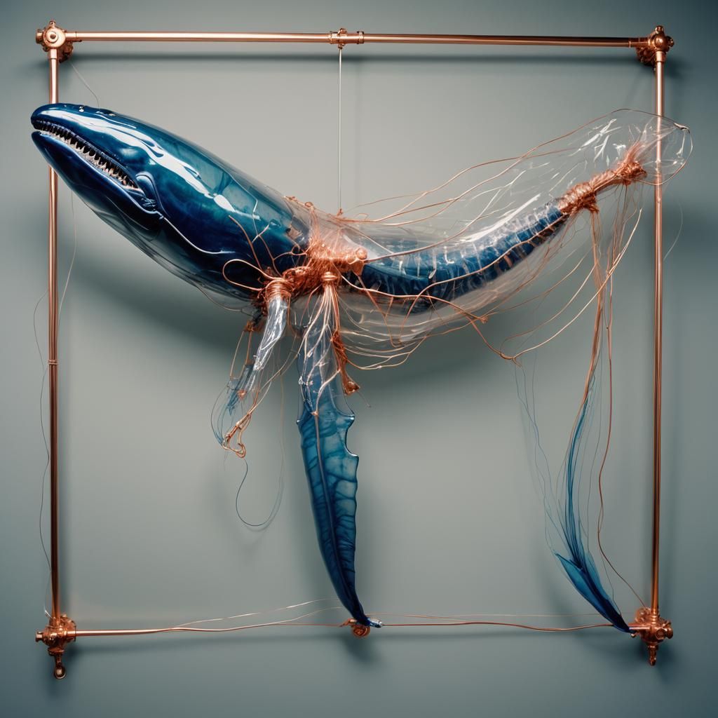 Blue Whale Anatomy: Transparent Copper Sculpture