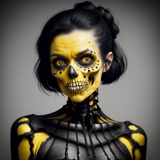 Mustard Skeleton with Lemon Slice in Cyberpunk Food Art