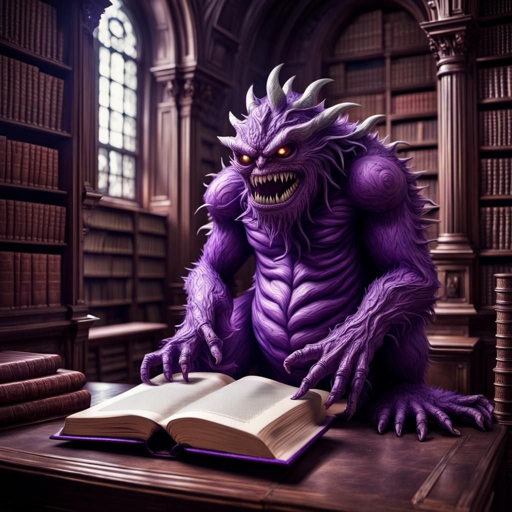 Purple Library Monster Emerges from Book