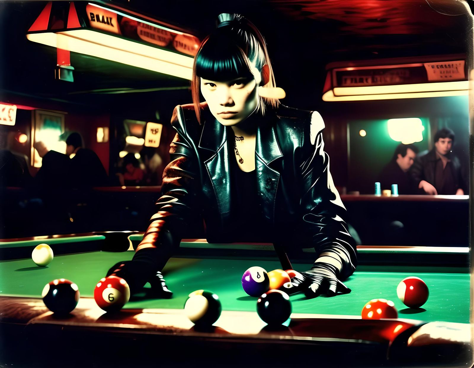 Femme Fatale in Black Leather Blazer